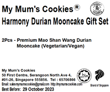 Load image into Gallery viewer, (Corporate - 50 sets or more) Harmony MSW Durian Mooncake Gift Set (2 pcs X 175g))