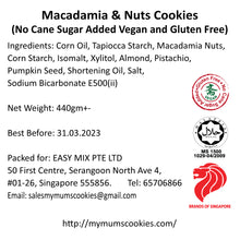Load image into Gallery viewer, MACADAMIA AND NUTS COOKIES (NO CANE SUGAR ADDED, VEGAN, GLUTEN FREE)