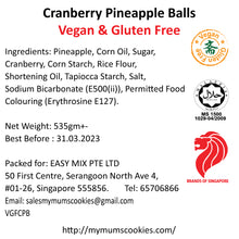 Load image into Gallery viewer, CRANBERRY PINEAPPLE BALL (NEW) 蔓越莓菠箩球  44pcs+-550g+-Gluten free Vegan
